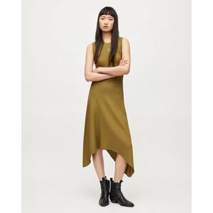 All Saints size 6 gia sleeveless asymmetric hem midi dress women's